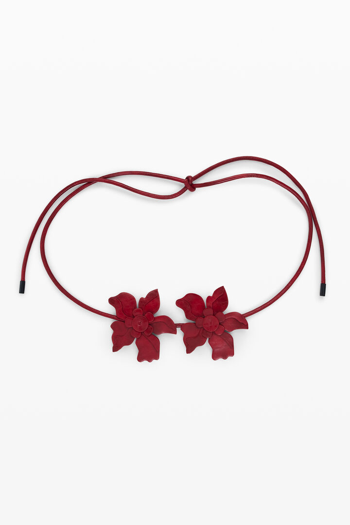 Floral belt leather-effect