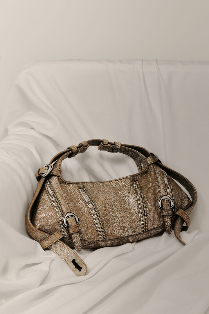 Medium metallic leather studio bag
