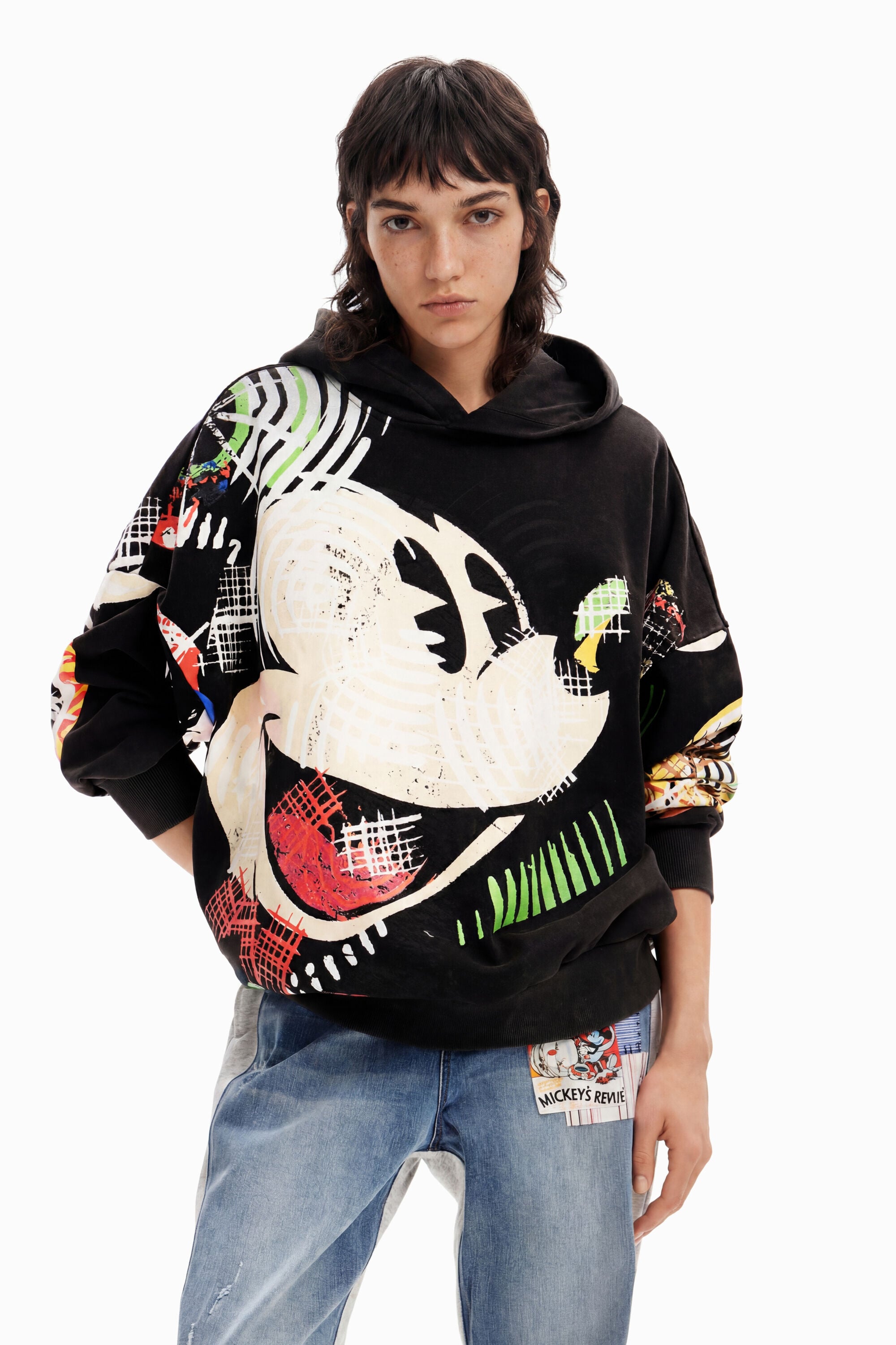Desigual, Oversized sweatshirt Mickey Mouse, Dames, Katoen, Zwart, S