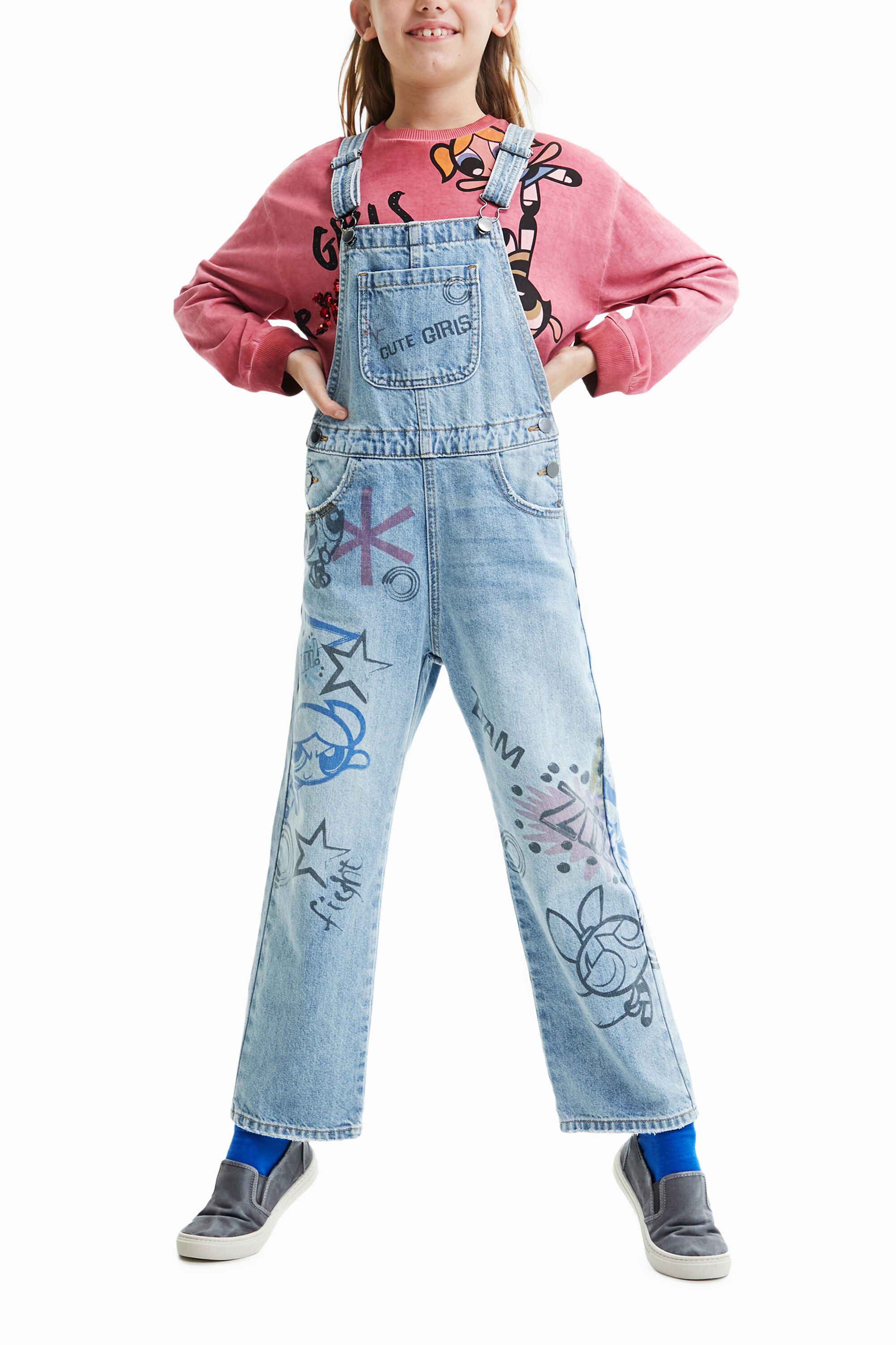 Girls denim dungarees outlet