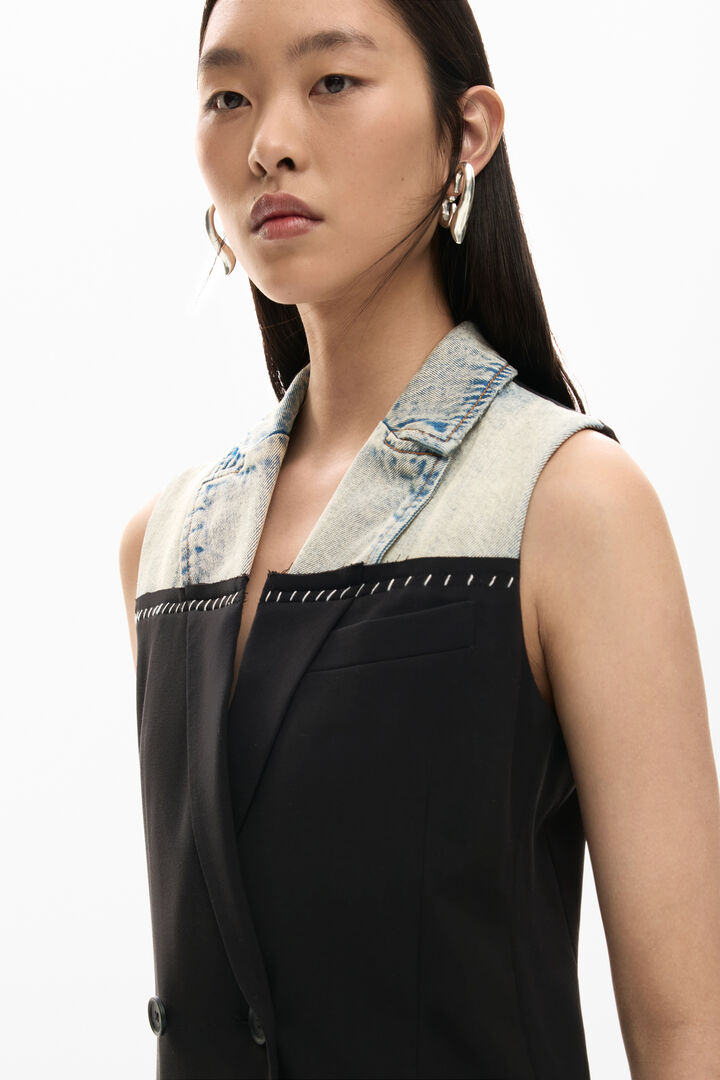 Vestido cruzado bimaterial | Desigual