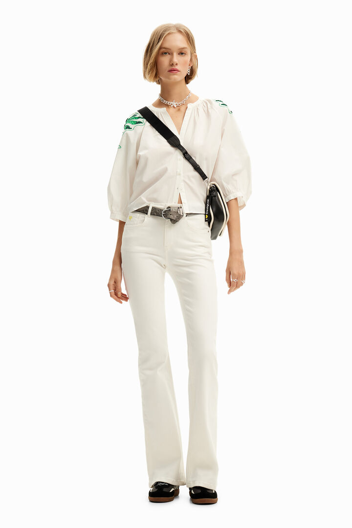 V-neck embroidered blouse | Desigual