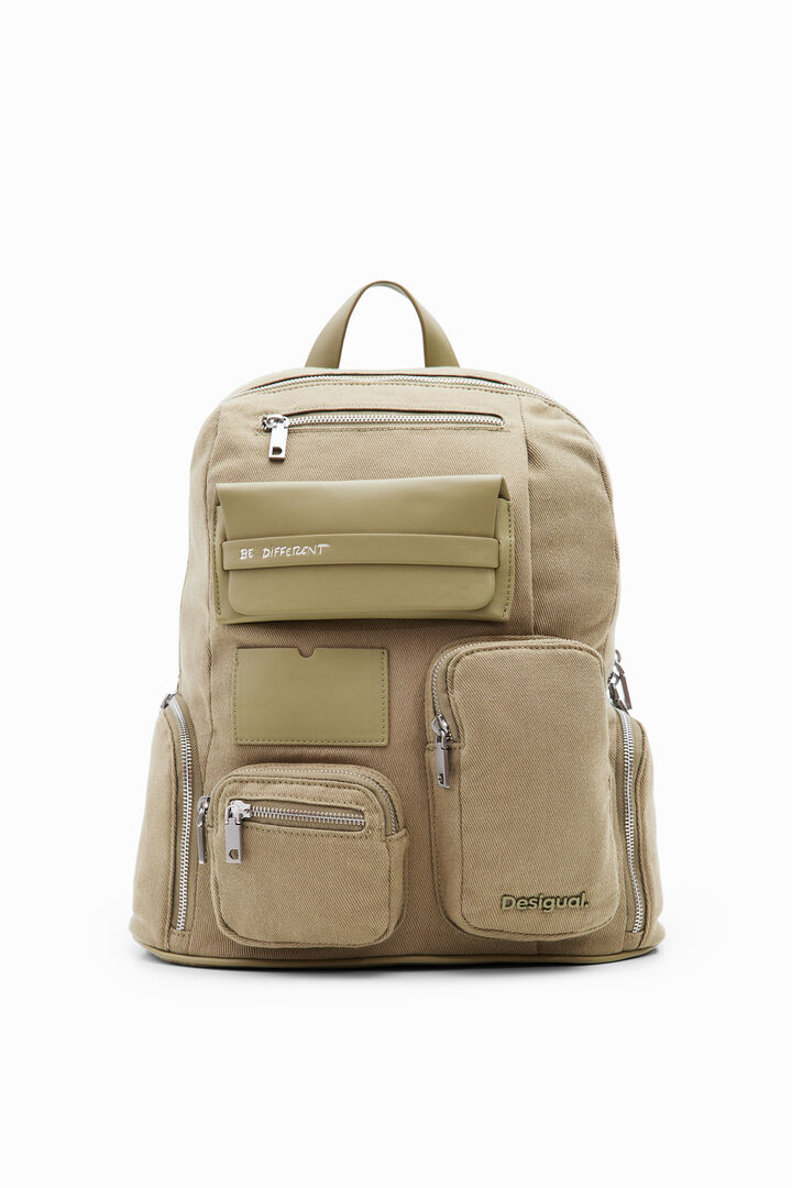 L canvas pockets backpack