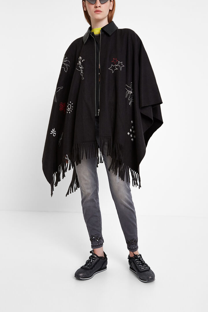 Pončo sako s strapcami | Desigual