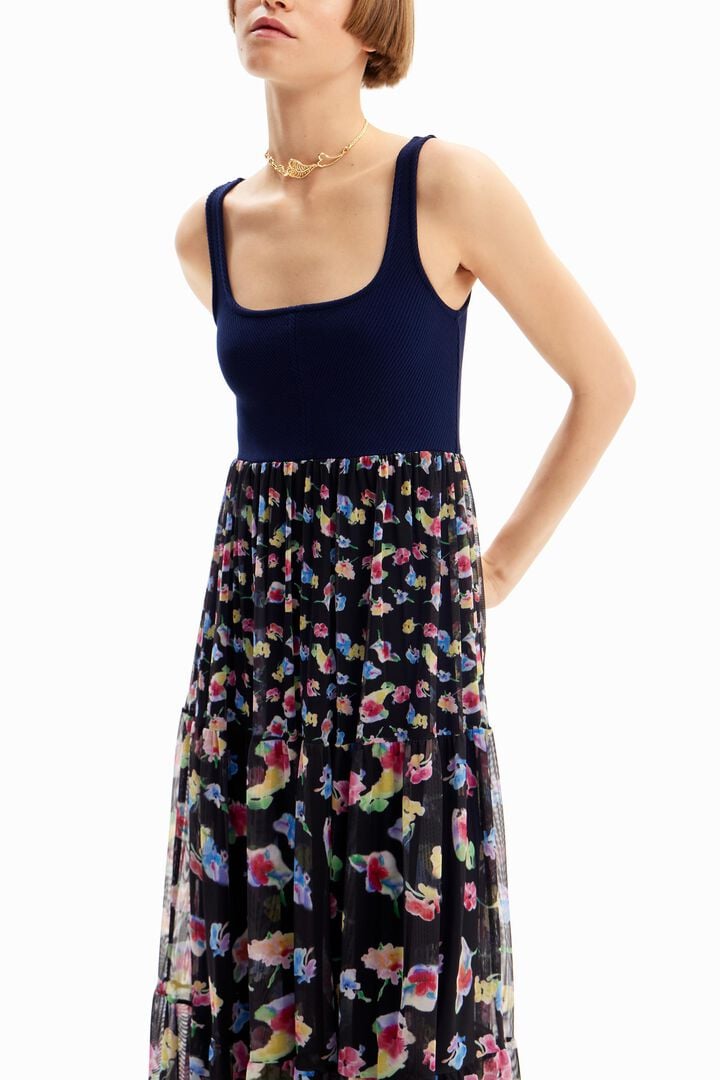 Vestido midi combinado flores | Desigual