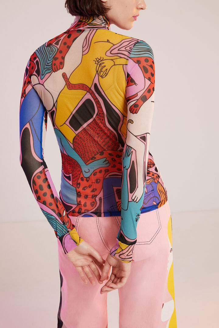 T-shirt résille col montant | Desigual