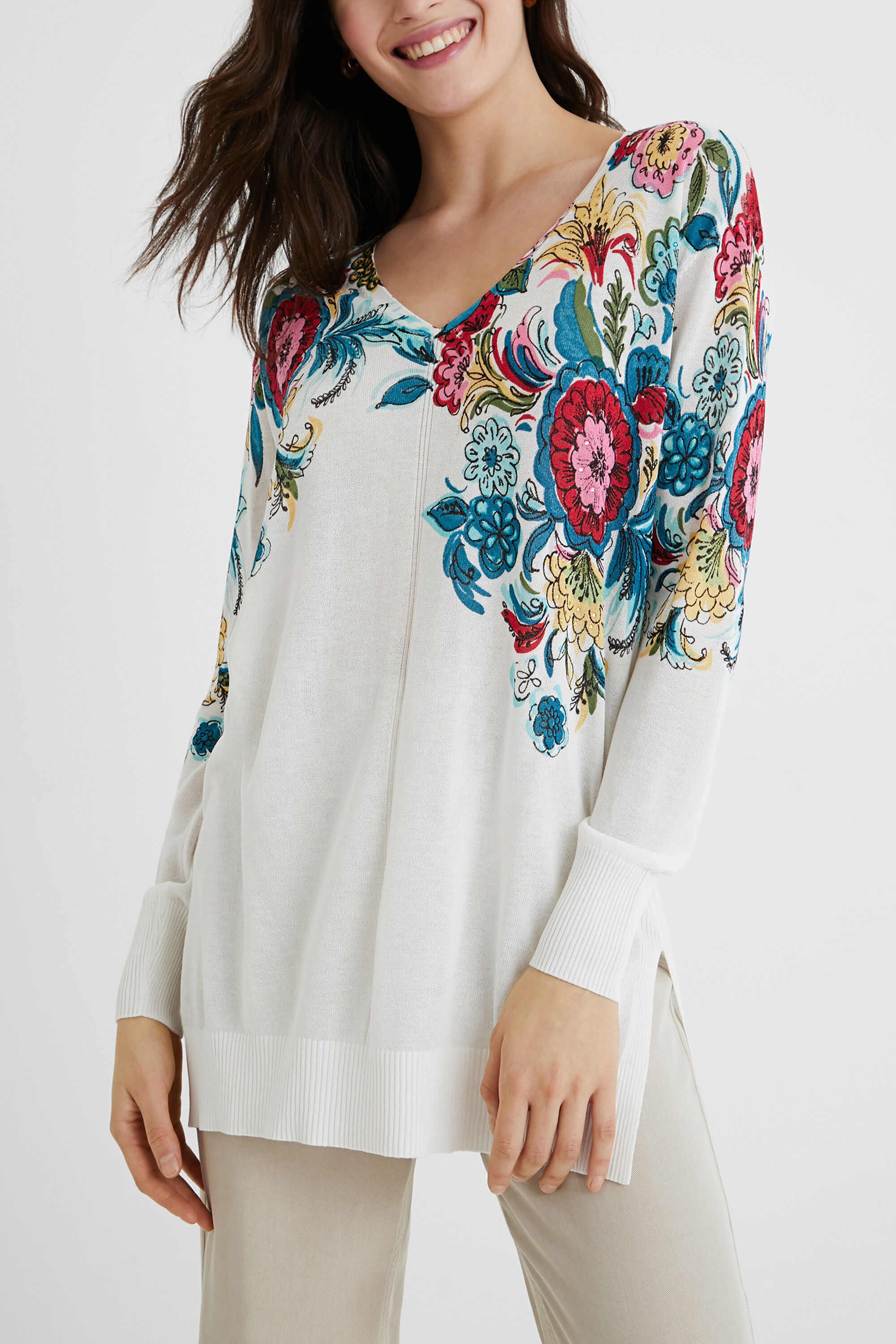 Maglia lunga fiori