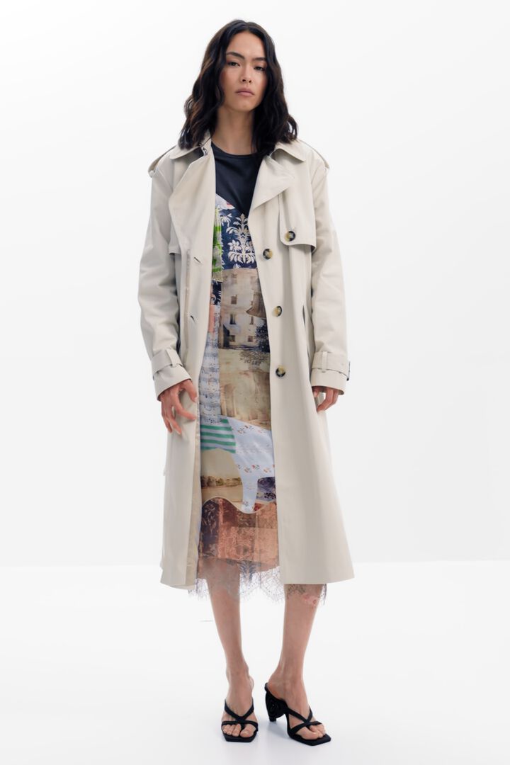 Pleated back trench coat | Desigual