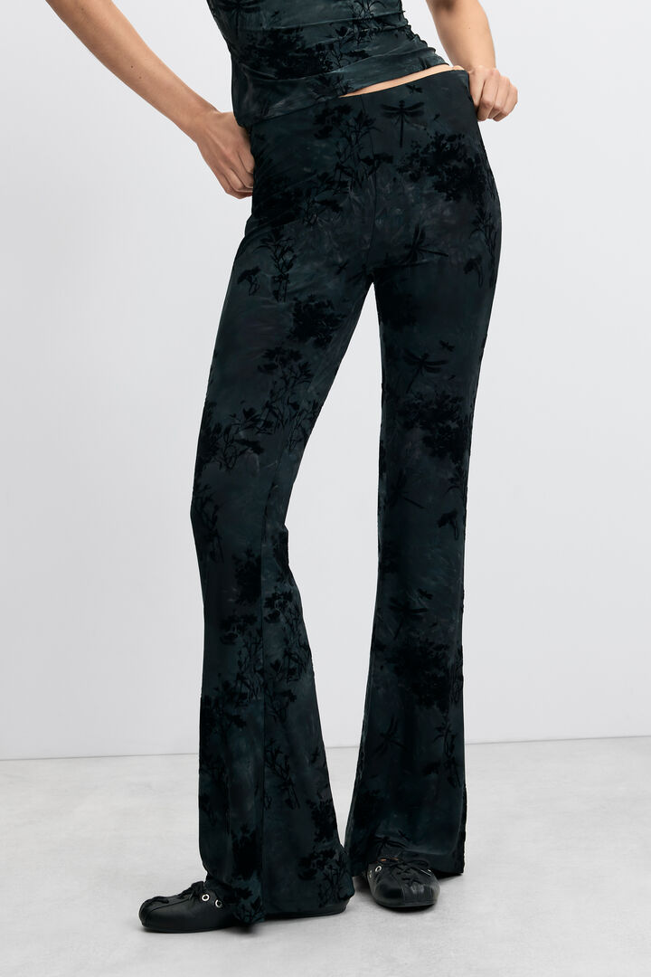 Pantalon flare floqu&eacute;
