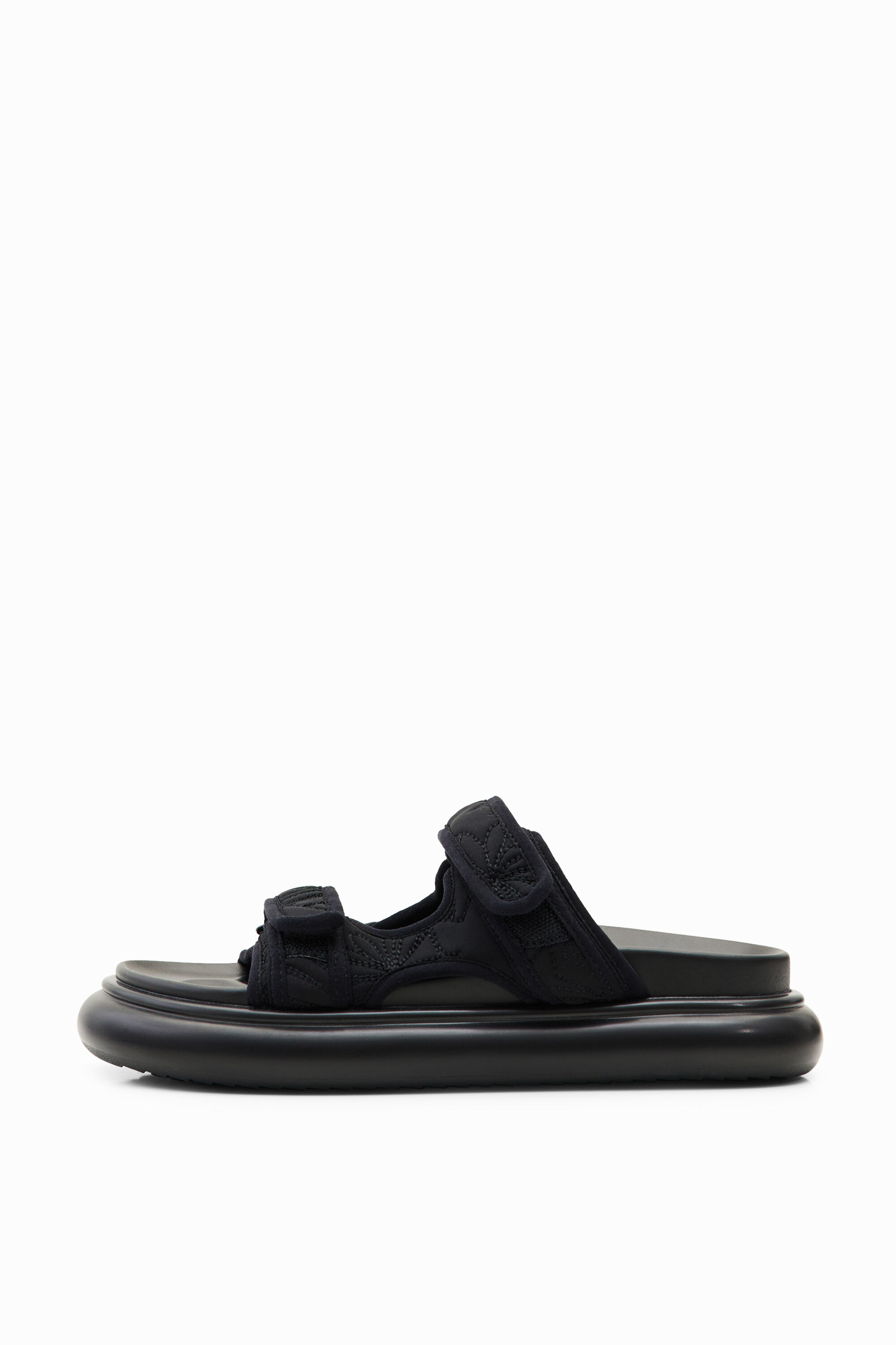 Sandalias tiras bordadas - BLACK - 38