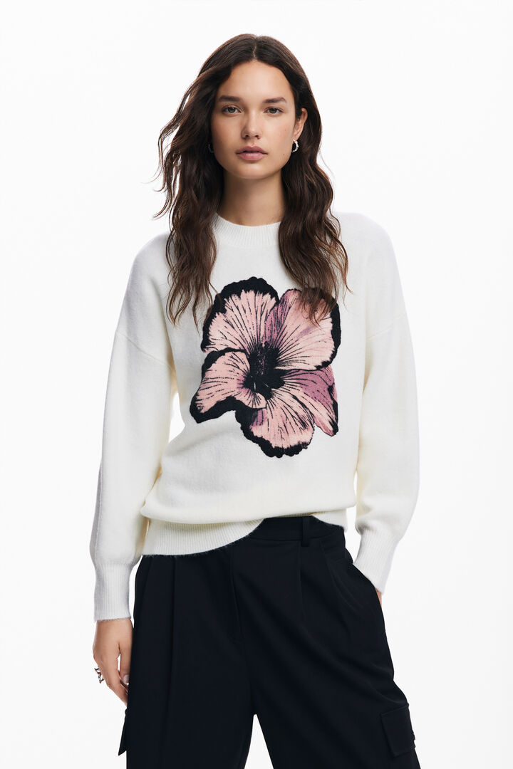 Contrast flower sweater | Desigual