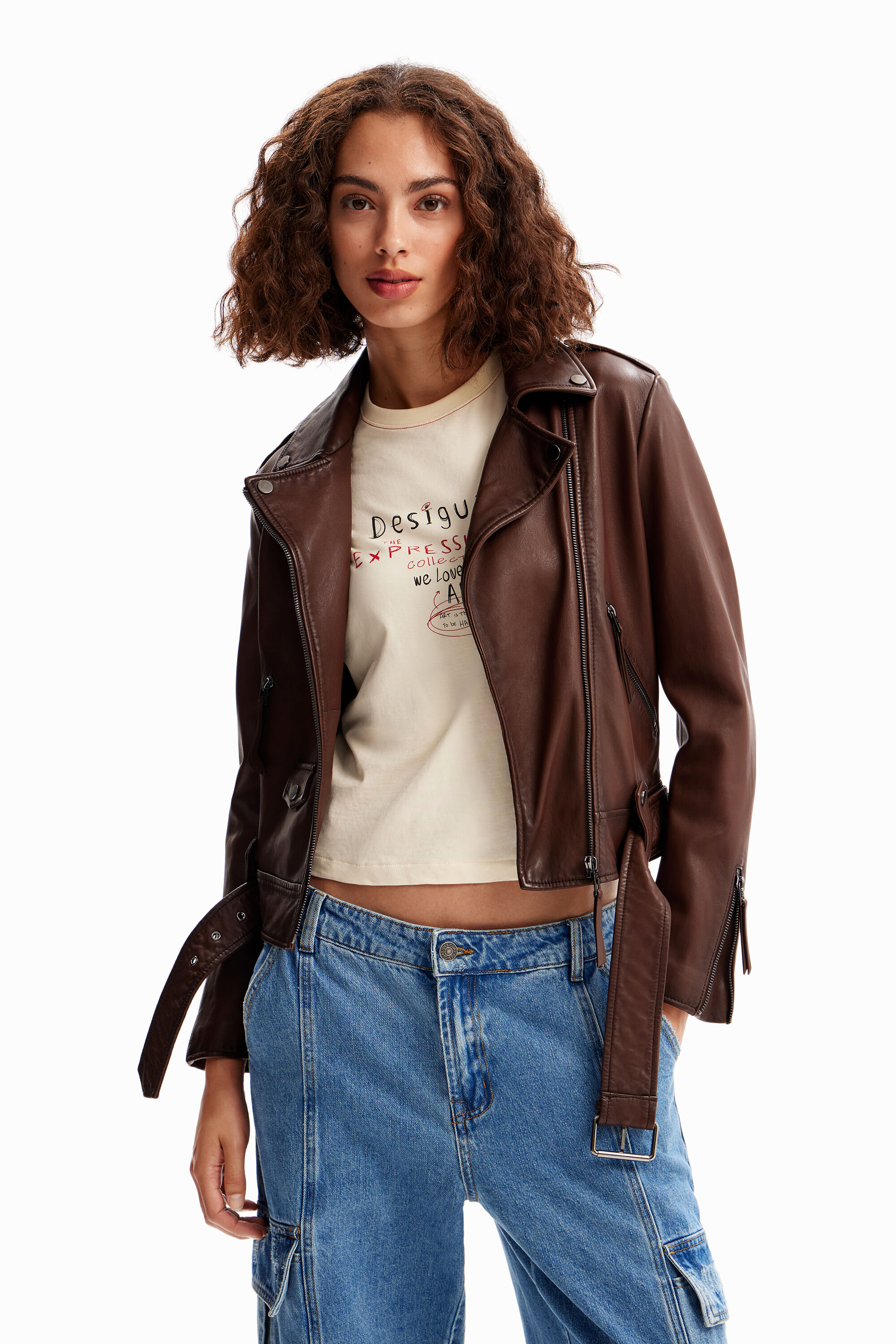 Chaqueta shop piel desigual