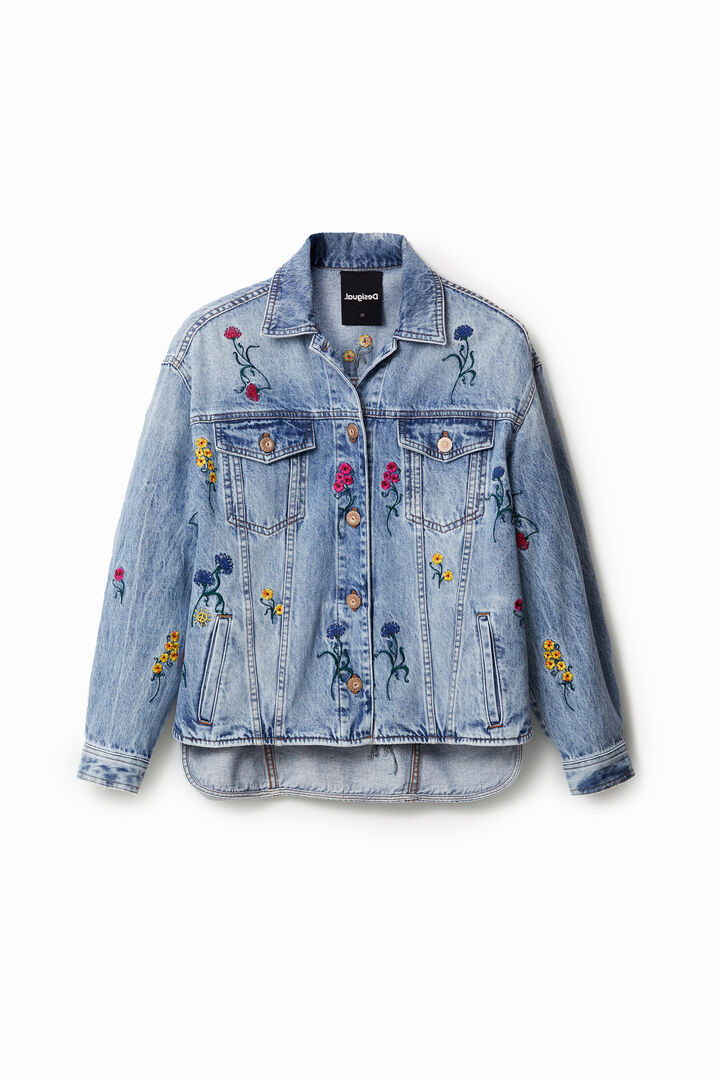 Floral denim overshirt