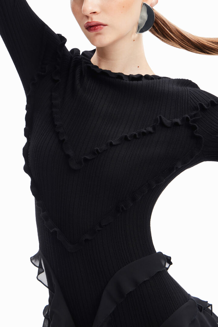 María Escoté ribbed ruffle dress | Desigual