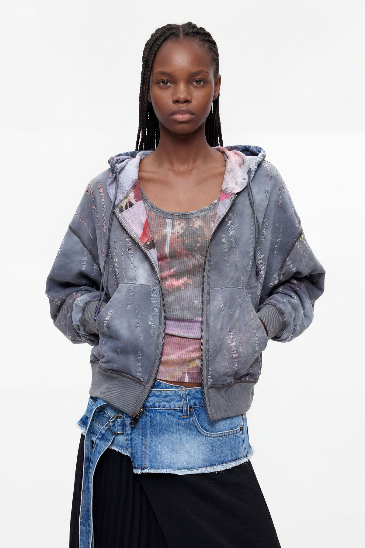 リバーシブルプリントスウェット グレー 女性用 I Desigual.com