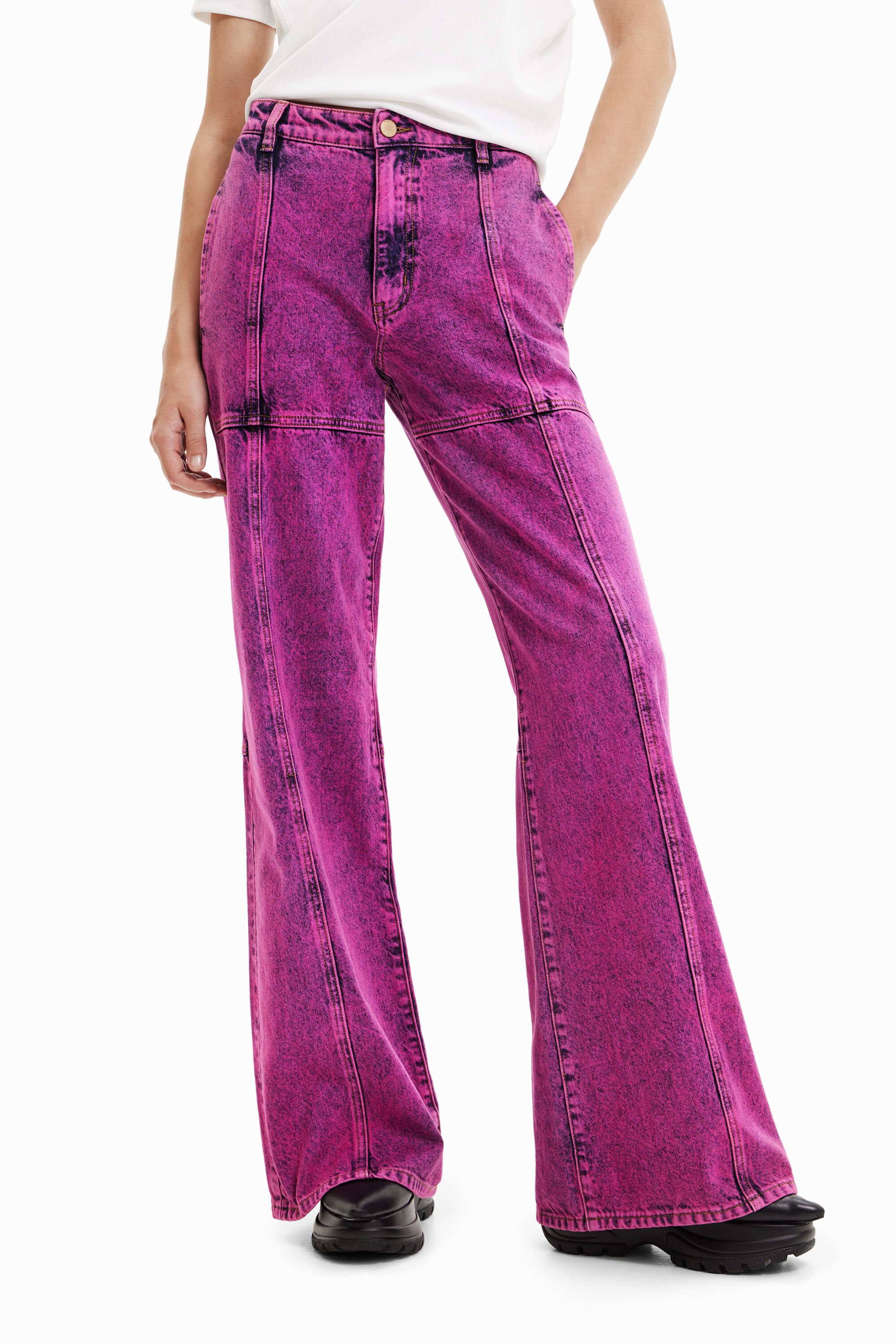 Maitrepierre wide leg acid wash jeans