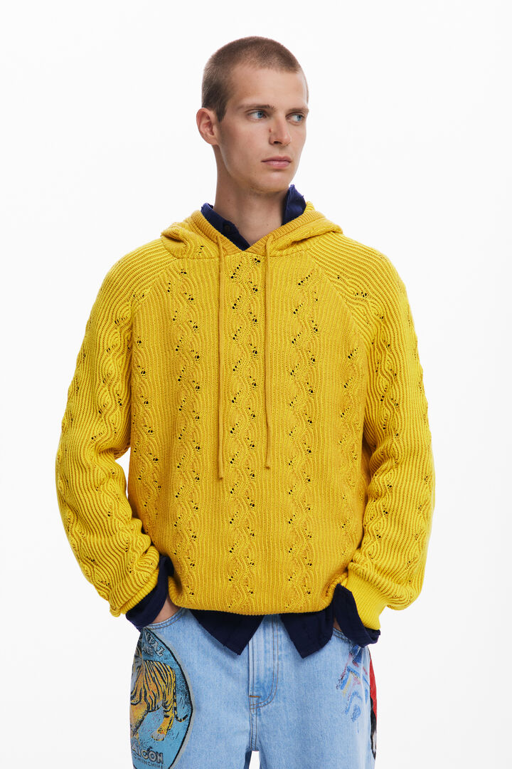 Hooded sweatshirt with eyelet details