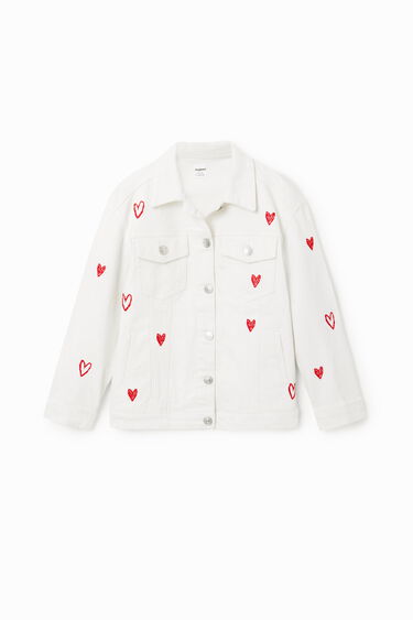 Chaqueta vaquera oversize corazones | Desigual