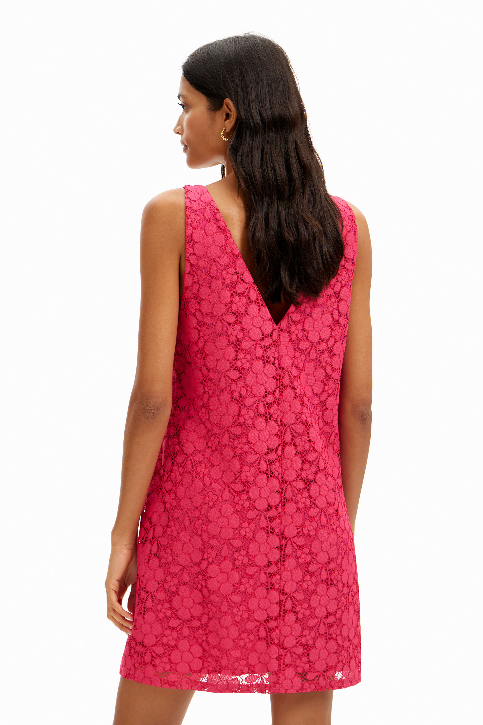 Shop Desigual Floral Lace Mini Dress In Red