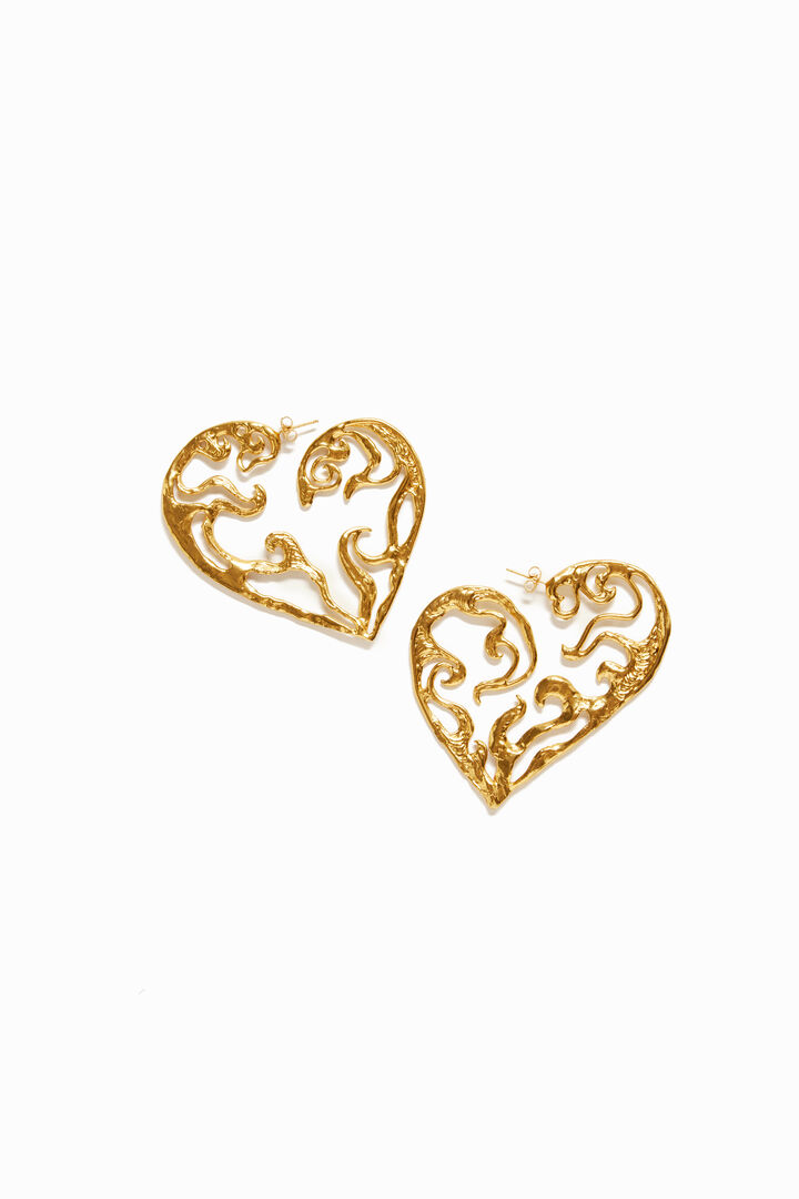 Pendientes XL corazón baño oro Zalio | Desigual