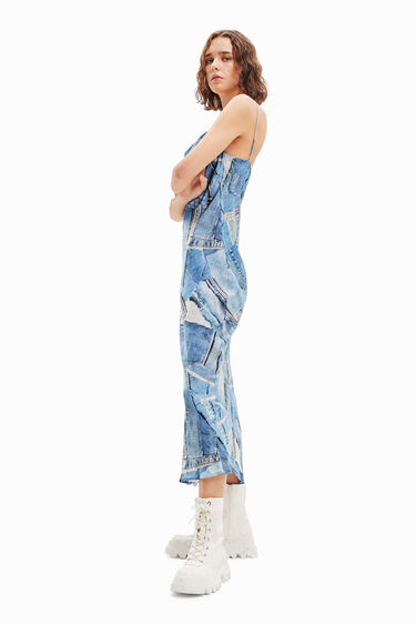 Denim patchwork midi dress | Desigual