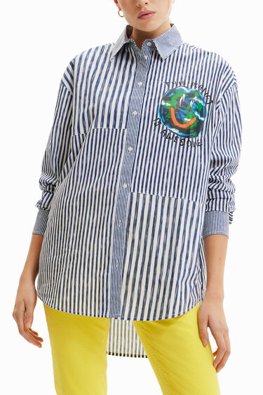 Camicia patch righe illustrazione | Desigual