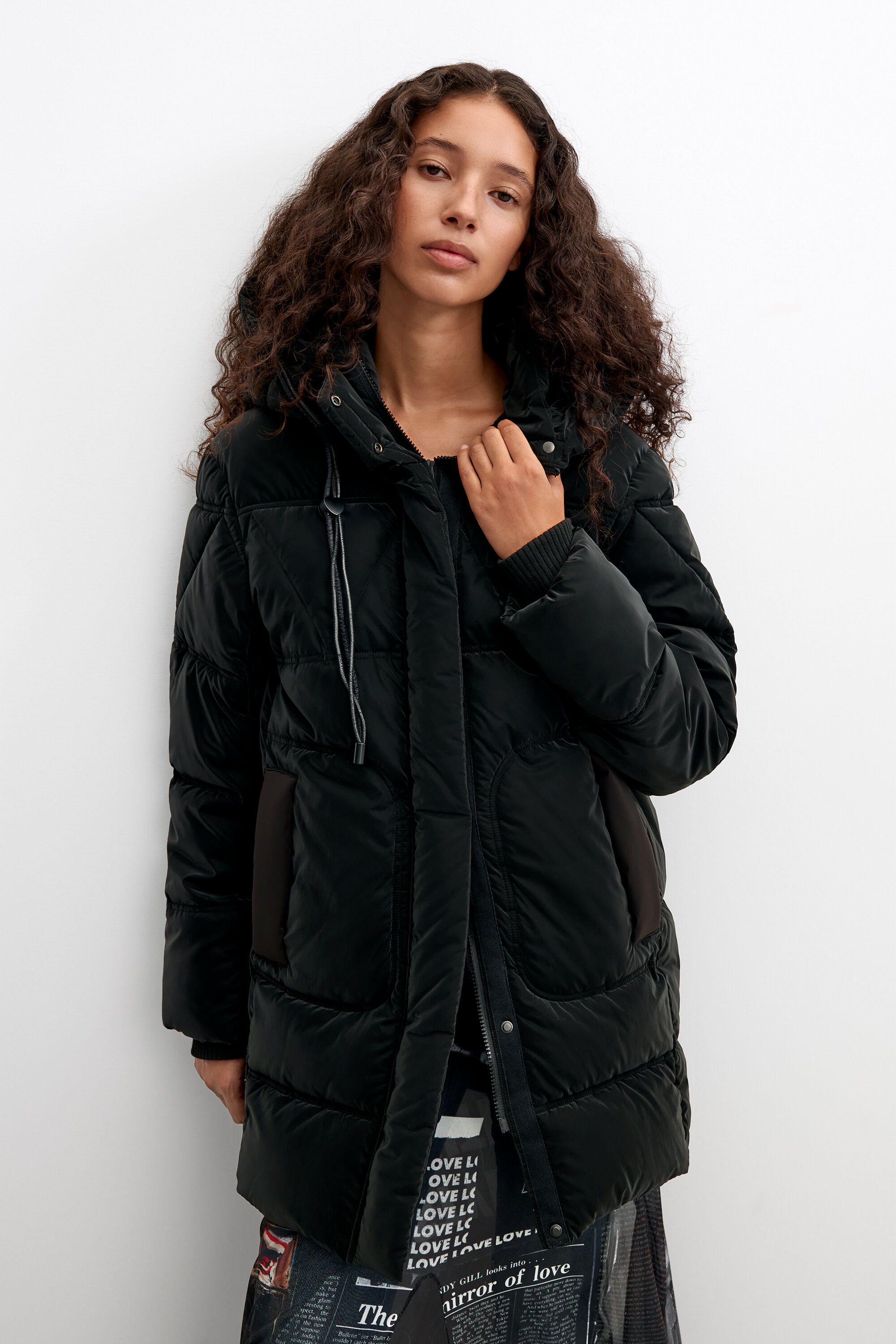 Lange gewatteerde jas - BLACK - L