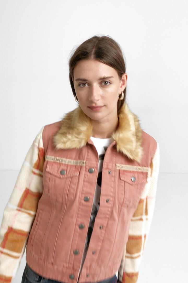 Veste en jean couleur bi-matière | Desigual