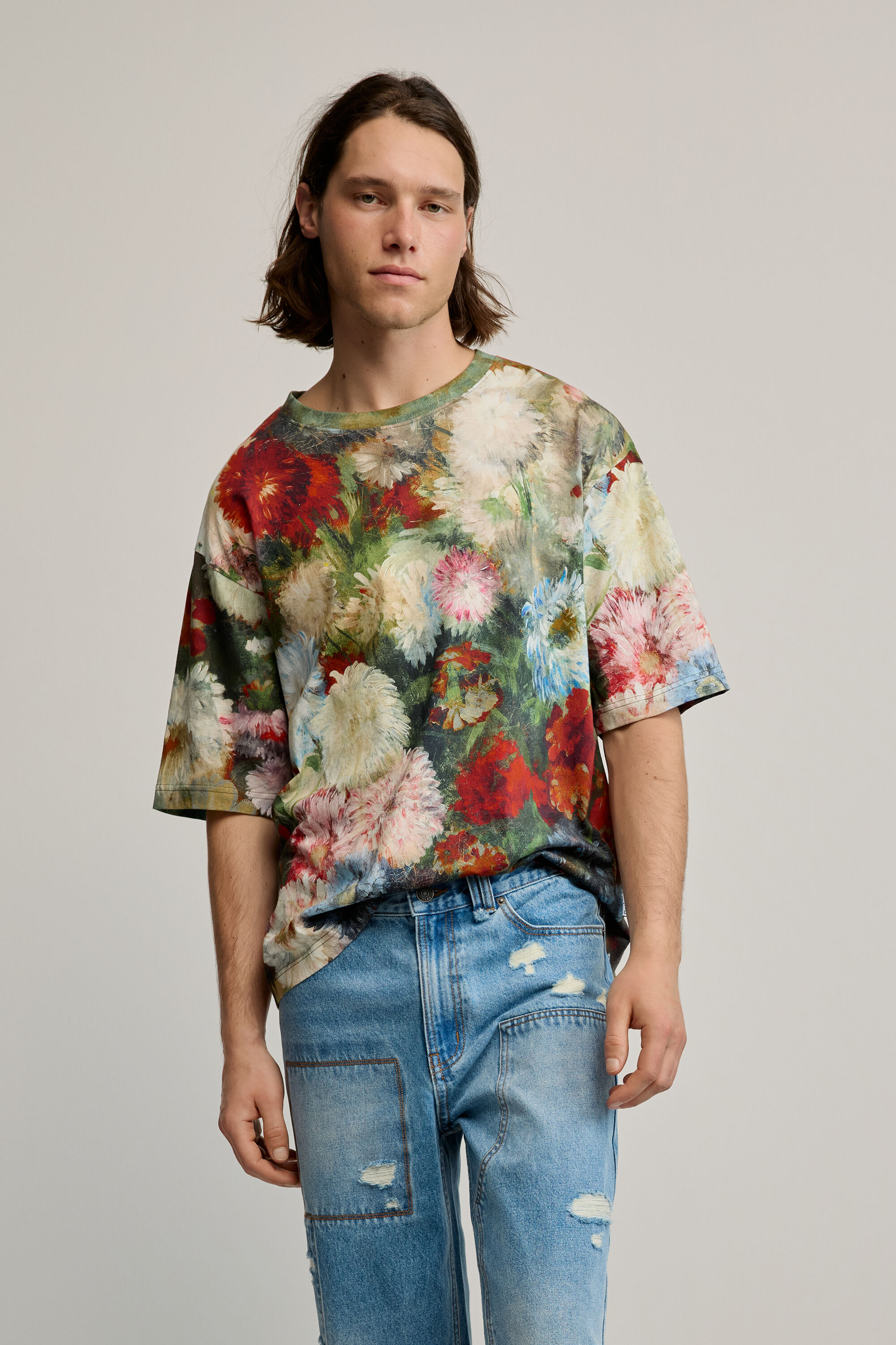 Desigual, Kurzarm-T-Shirt Garten, Herren, Baumwolle, GrüN, L