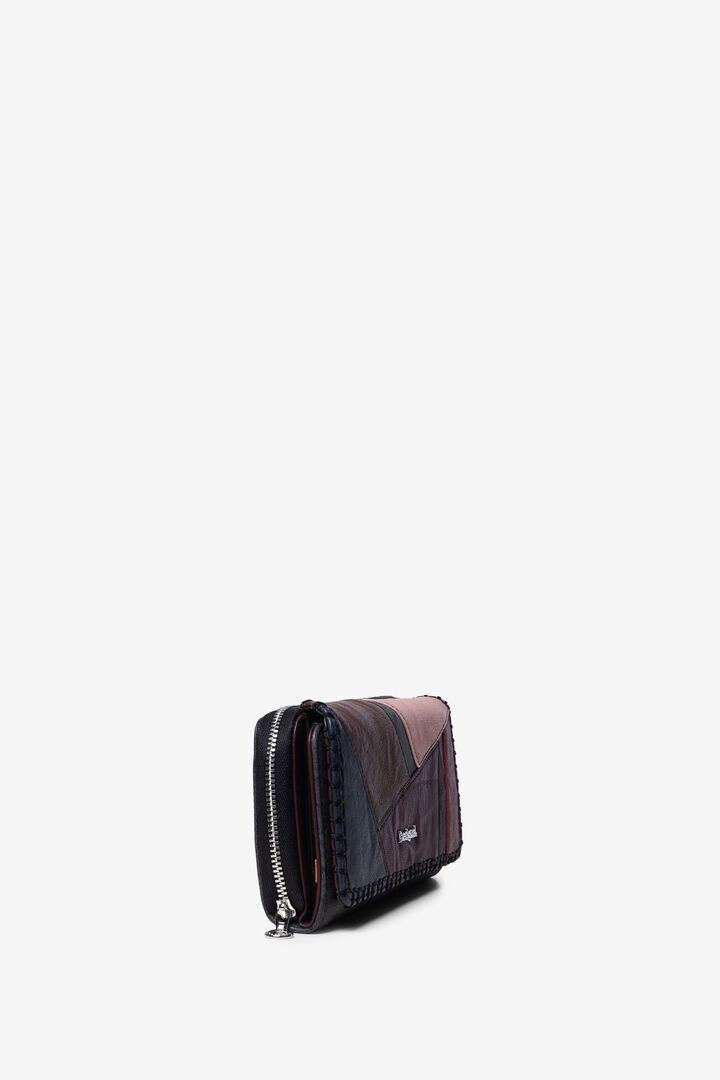 Rectangular coloured leather patch coin purse | Desigual