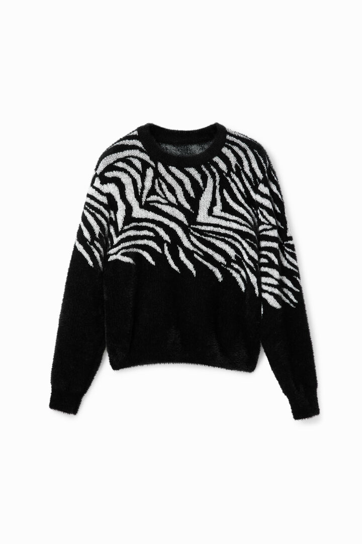 Zebra fur-effect pullover