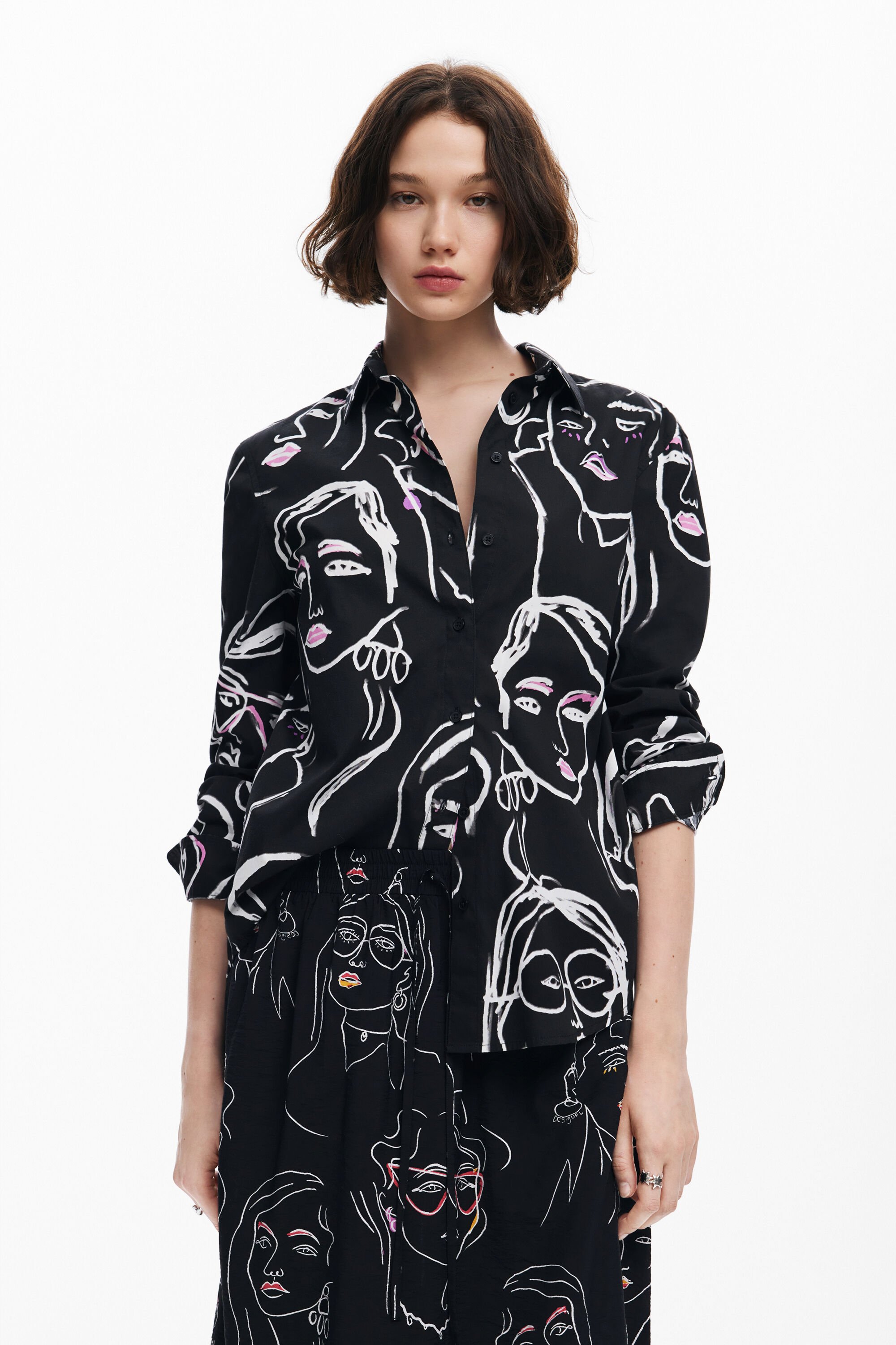 Chemise a imprime de visages pour femme I Desigual