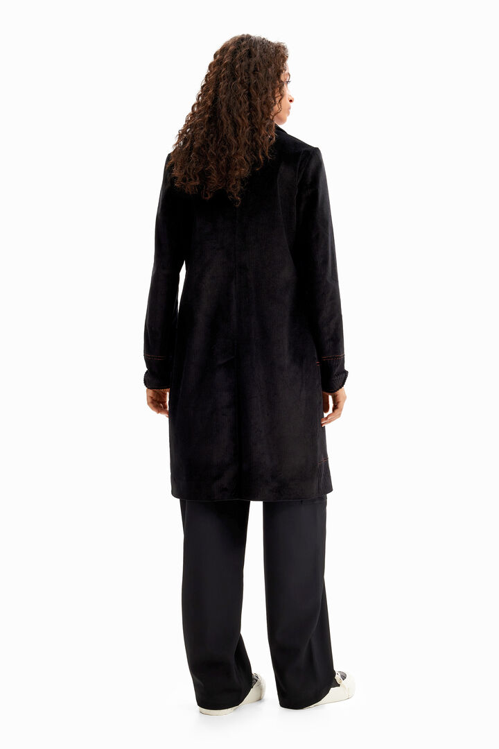 Long patchwork corduroy coat | Desigual