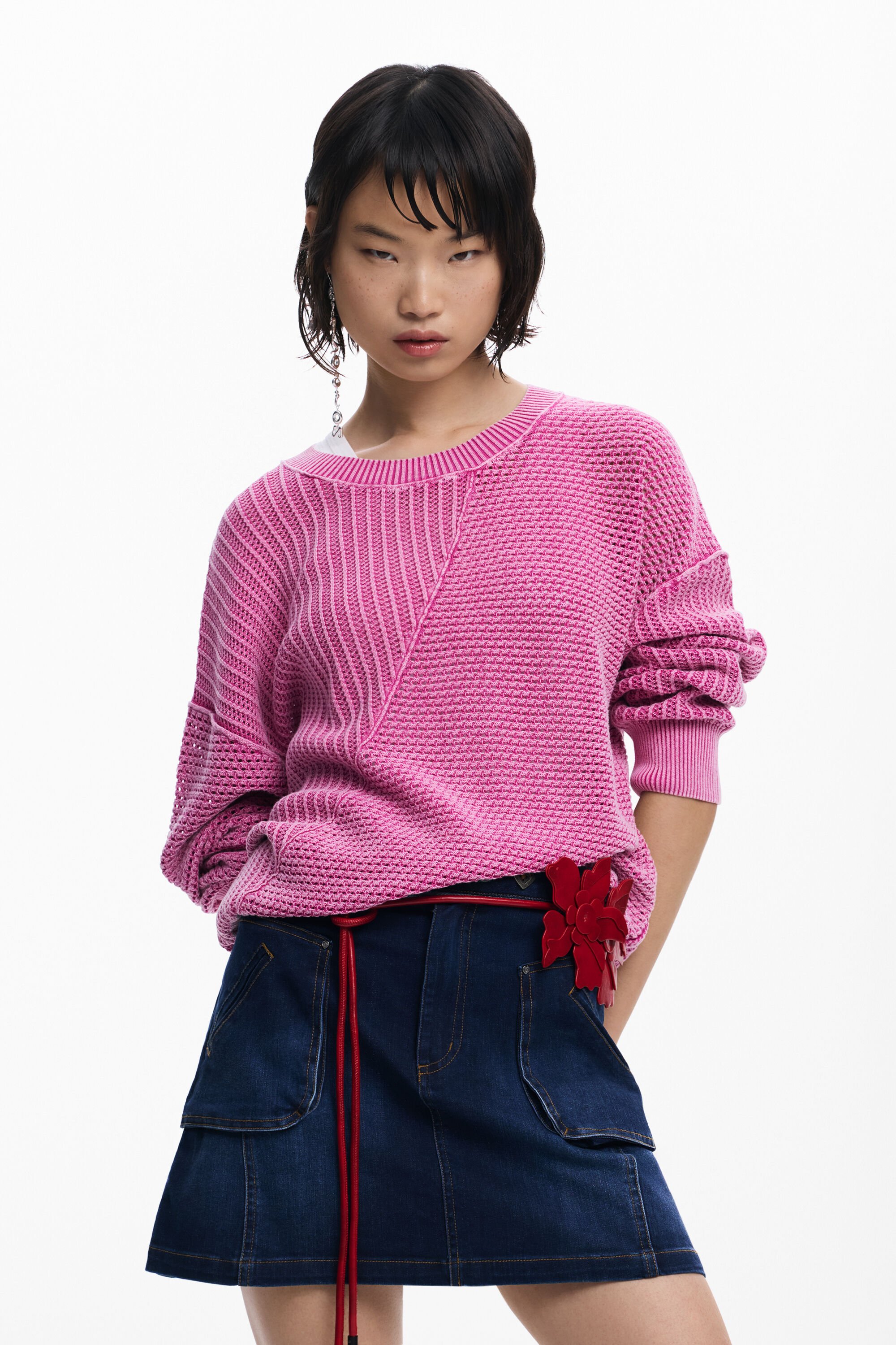 Pull en maille brodé - Desigual - Modalova