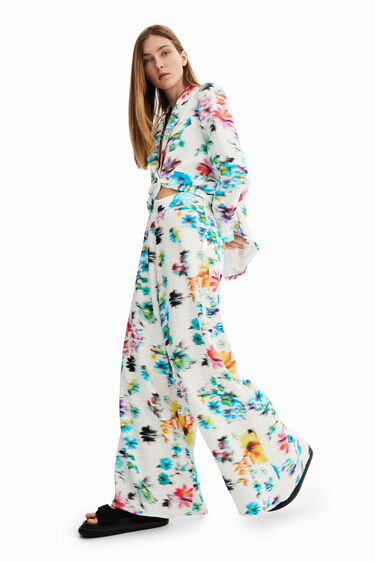 Pantalons maxi flors desenfocades | Desigual