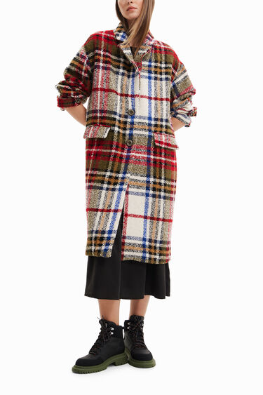 Long tartan wool coat | Desigual