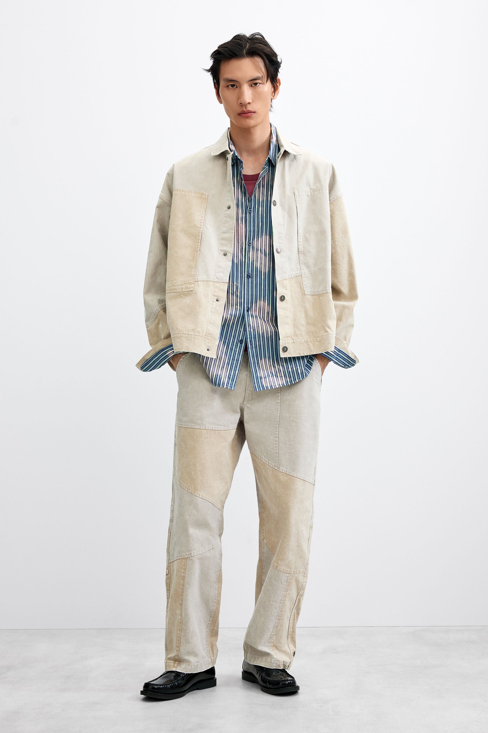 Desigual, Pantalón patchwork, Hombre, Algodon, MarróN