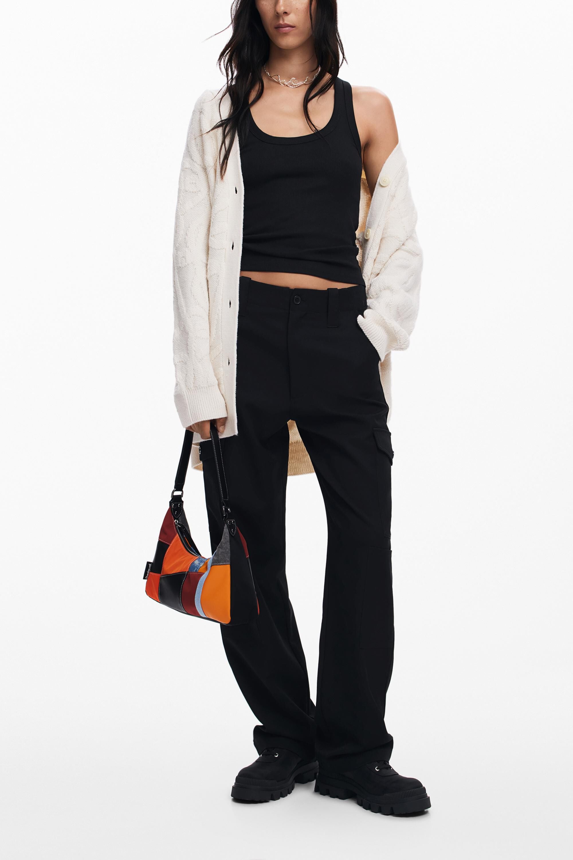 Oversized knit cardigan - WHITE - L