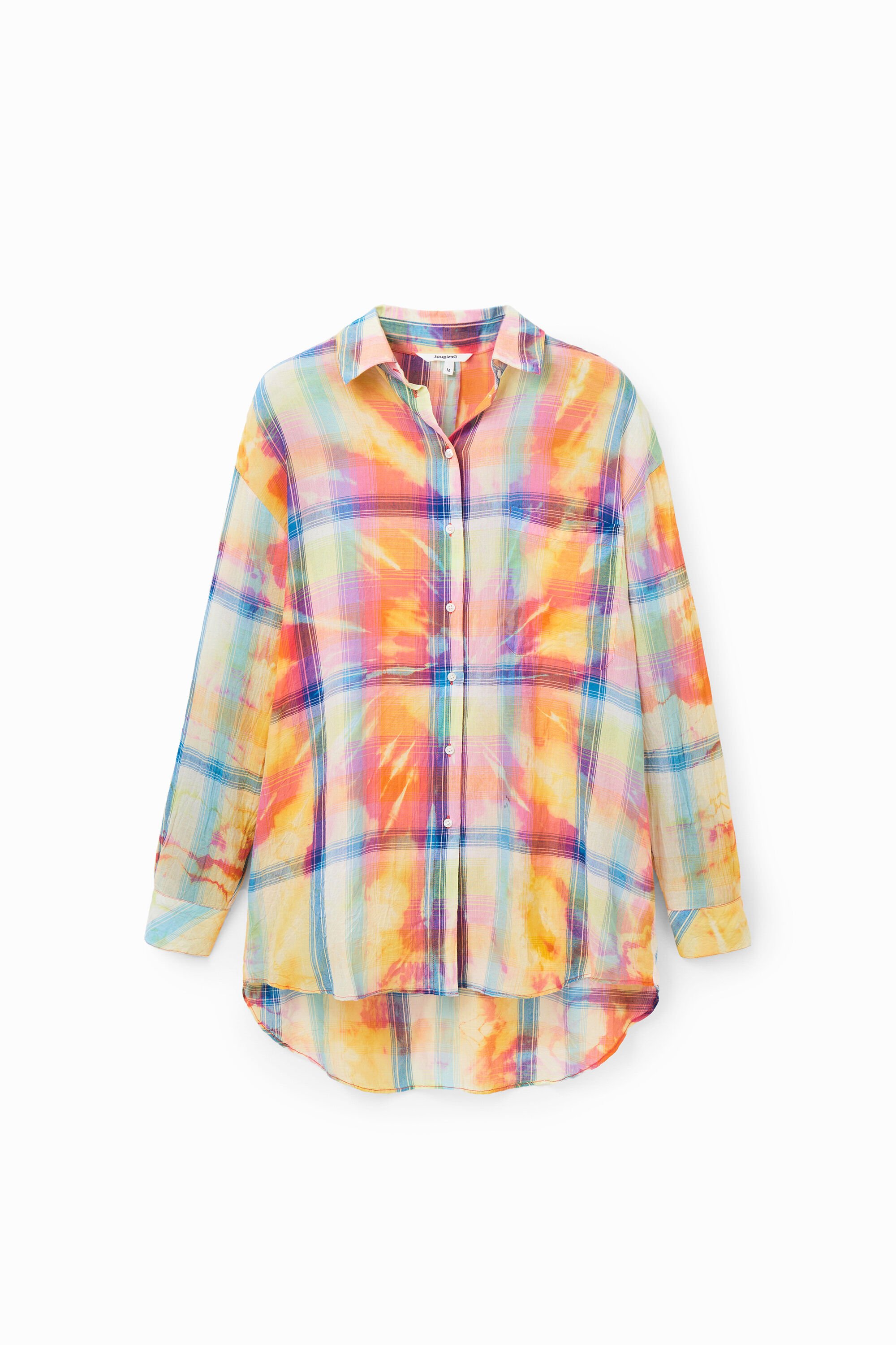 Chemise oversize carreaux tie and dye