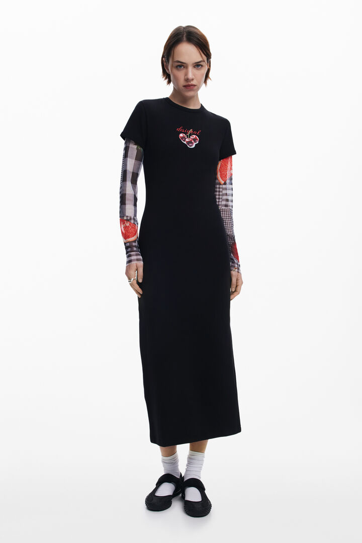 Ribbed midi dress cherries | Desigual