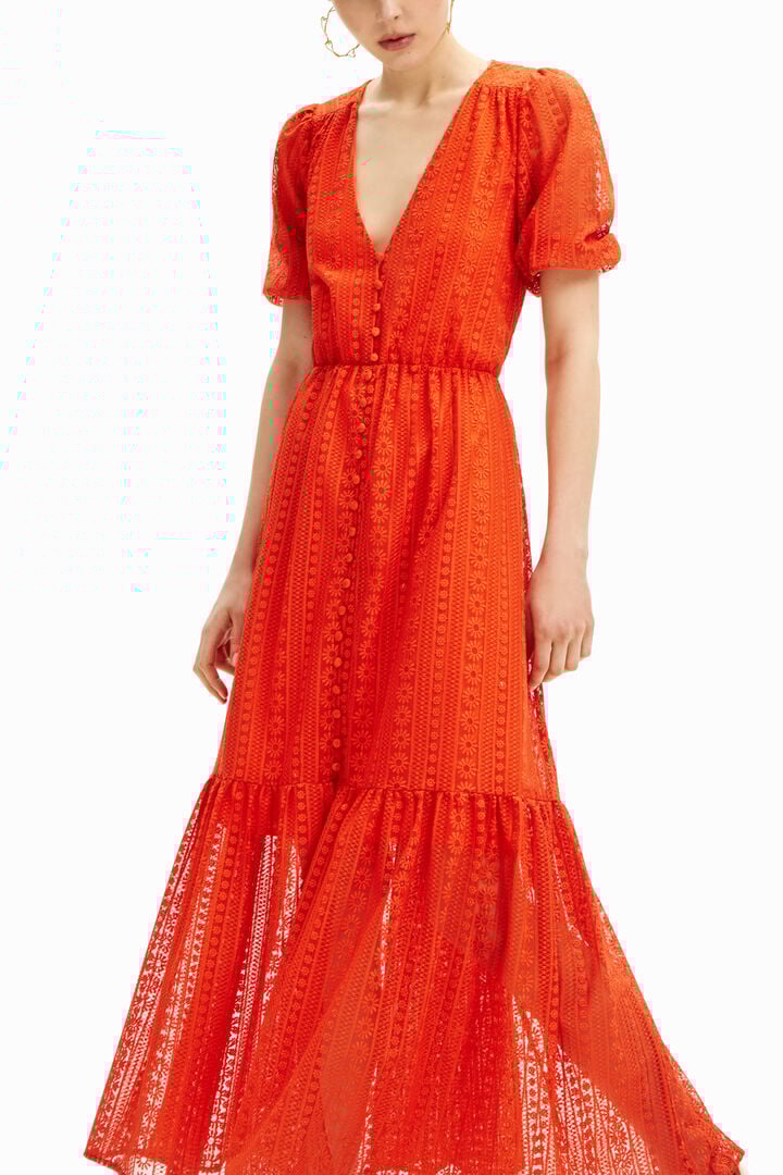 Vestido largo bordados | Desigual