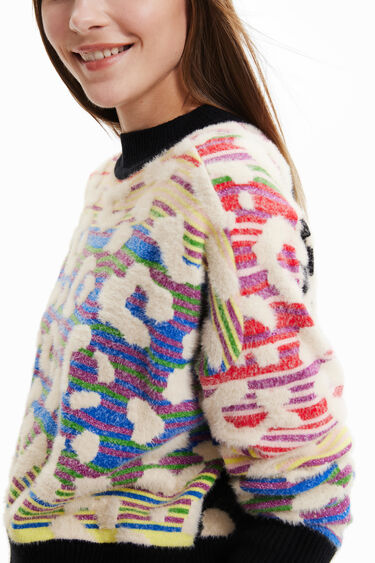Striped leopard-effect jumper | Desigual