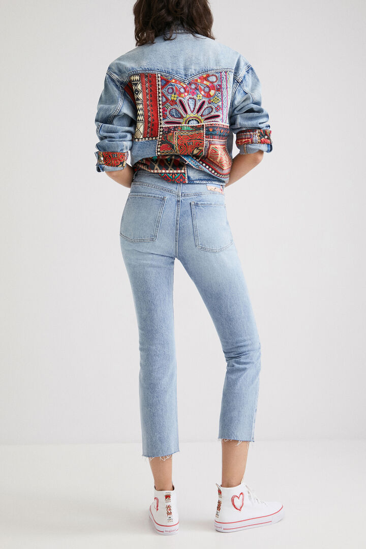 Vaquero Straight cropped cenefas | Desigual