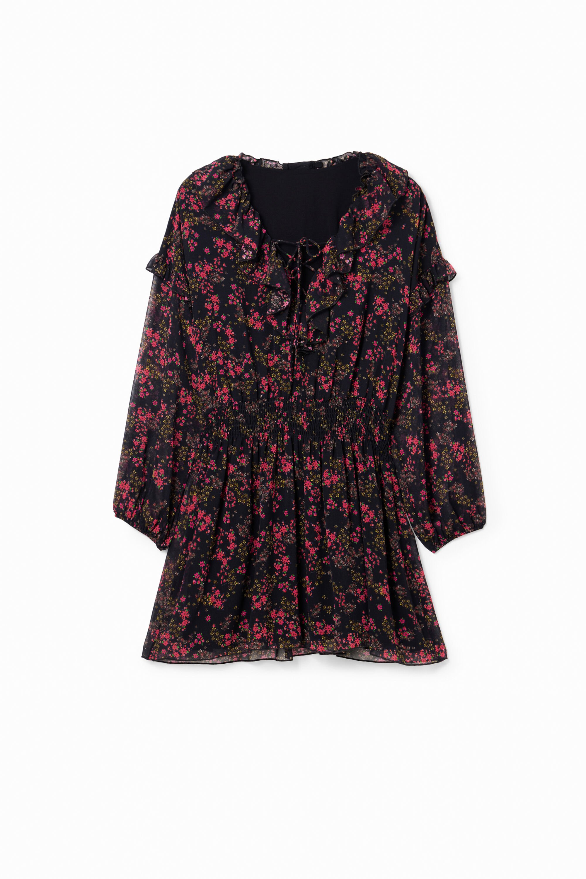 Kurzes Gaze-Kleid Blumen
