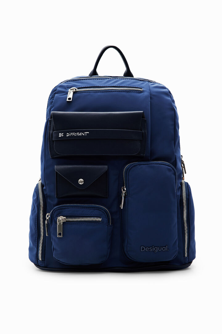 Mochila grande nylon bolsillos | Desigual