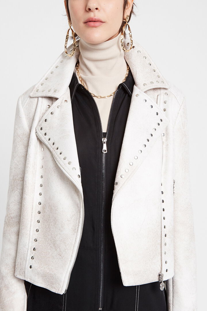 Biker jacket with fringe and studs | Desigual