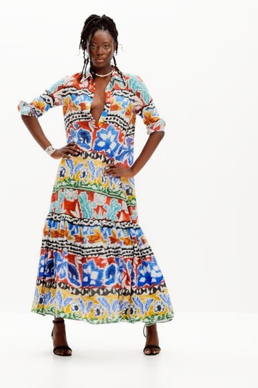 Stella Jean long ethnic shirt dress | Desigual
