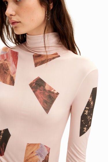 Shirt Slim Fit hoher Kragen Collage | Desigual
