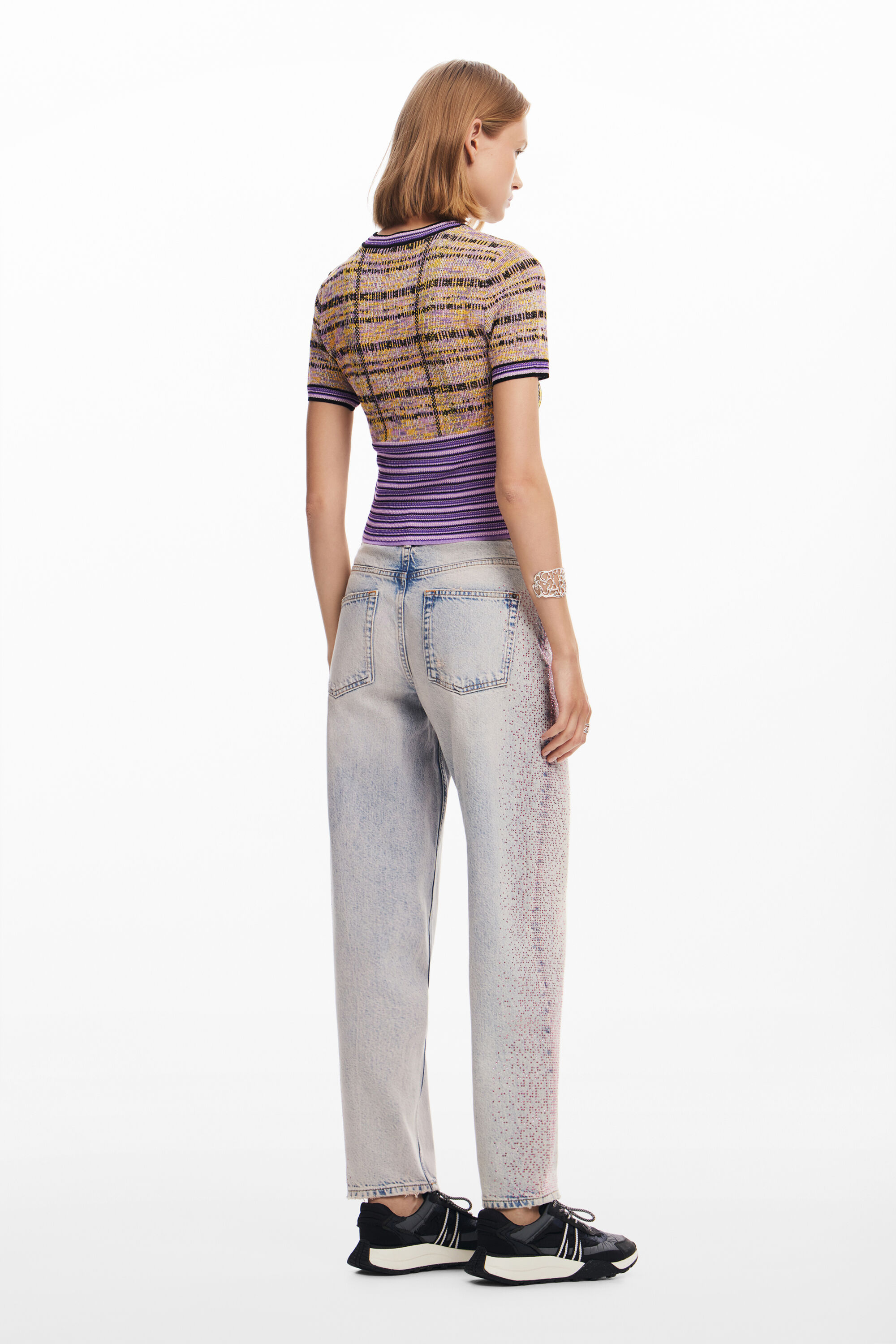 Checkered knit T-shirt women's I Desigual.com