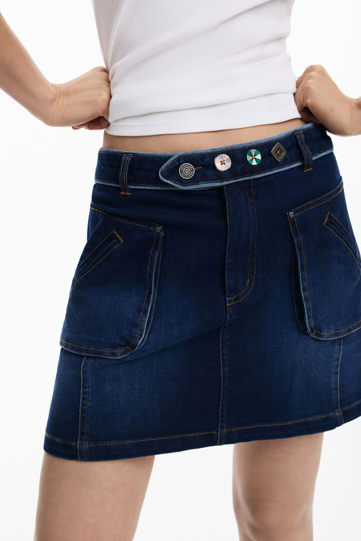 Short denim skirt with belt | Desigual